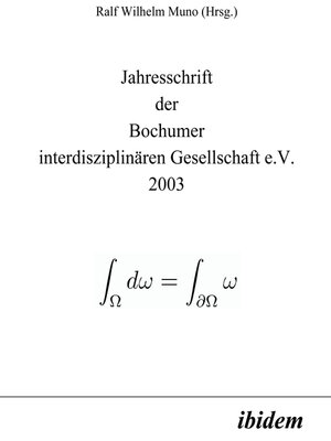cover image of Jahresschrift der Bochumer interdisziplinären Gesellschaft e.V.